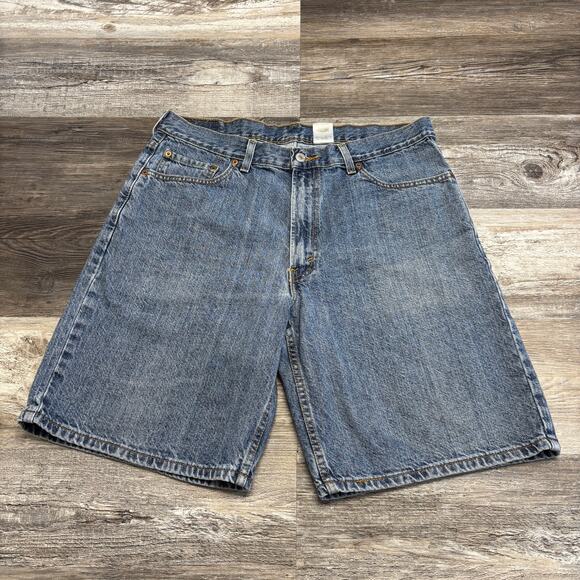 Vintage Y2K Levis Red Tab 550 Faded Blue Men 34 Relaxed Fit Mid Wash Denim Short - Picture 1 of 12